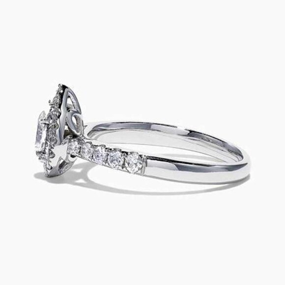 Wedding/Engagement Crystal Clear Shiny Silver Water Drop Diamond Ring,… - Picture 4 of 5